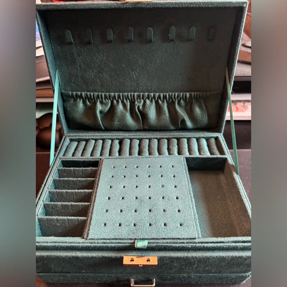 Emerald Green Velvet Jewelry Box